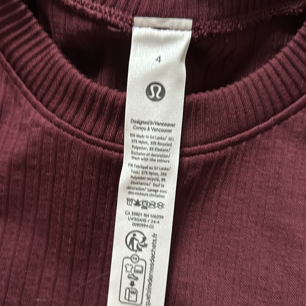 LULULEMON REST LESS PULLOVER RIBBED IN GARNET SZ 4 NWT - Picture 6 of 6